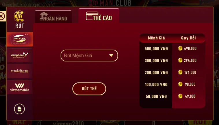 Hướng Dẫn Rút Tiền ManClub Về Ngân Hàng Siêu Tốc Cho Mọi Người Chơi